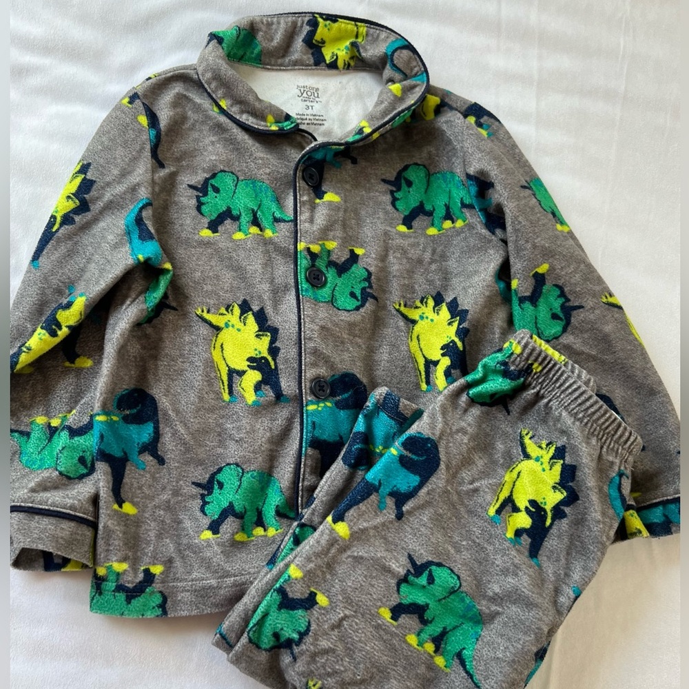 Carters Boys Toddlers Pajama Set Dinosaurs flannel fall winter sleepwear 3T Just